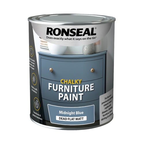 Ronseal Chalky Furniture Paint Midnight Blue 750ml