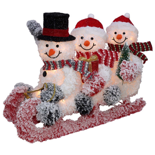 LED Snowmen on Taboggan - 75cm