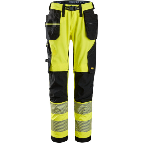 Snickers - High-Vis, Class 2 Stretch Work Trousers Holster Pockets - High vis yellow\\Black