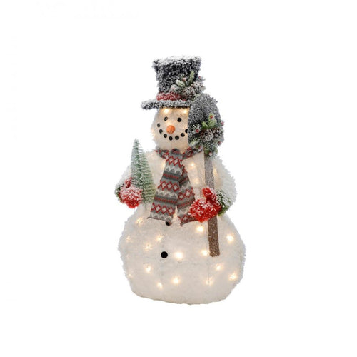 Festive - LED Lit Tinsel Snowman with Shovel - 90cm