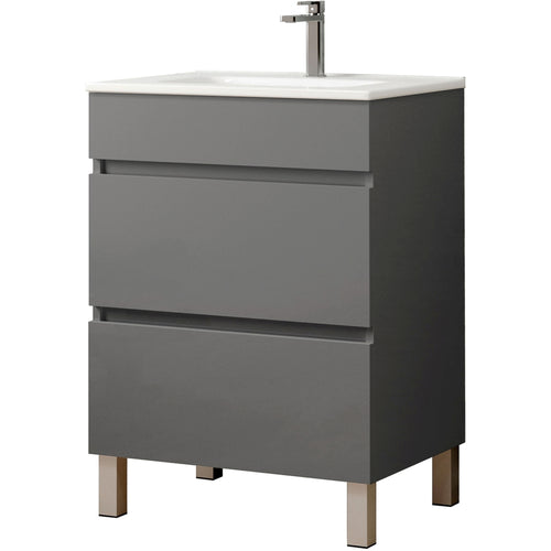 Floor Standing 2 Drawer Unit & Basin (Matt Anthracite) - 60cm