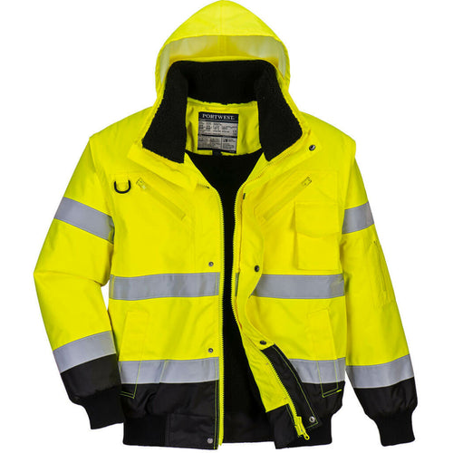 Portwest  - Hi-Vis Contrast Bomber Jacket - Yellow/Black