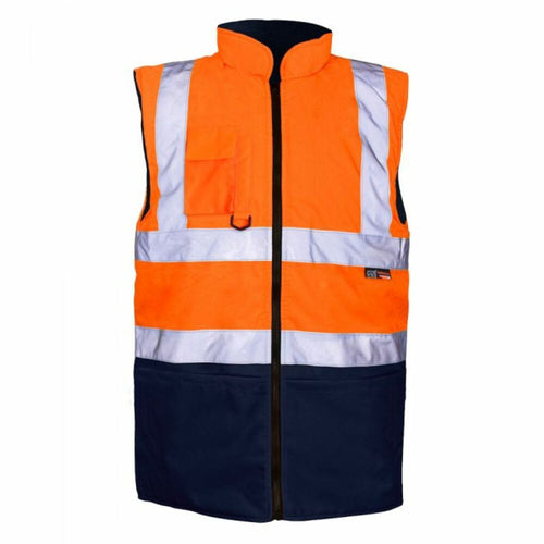 Hi-Vis Reflective 2-Tone Bodywarmer Orange/Navy - S