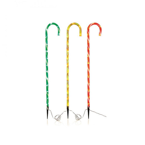 Premier Decorations - Candy Cane Path Lights - 1m Set of 3 Multi Coloured