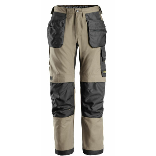 Snickers - AllroundWork, Canvas+ Stretch Work Trousers+ Holster Pockets - Khaki\\Black