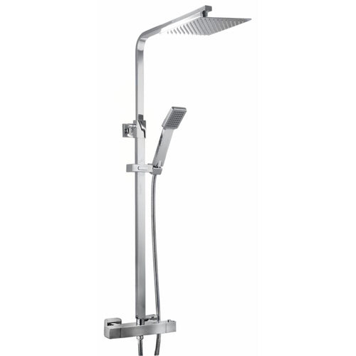 Plumb Essential Square Thermostatic Overhead shower kit with SS Head  & Adjustable Rail - Chrome