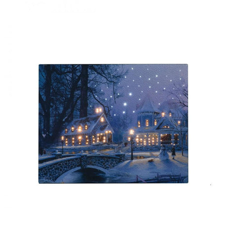 Snowtime - Lit Star Christmas Canvas Scene - 40 x 50cm