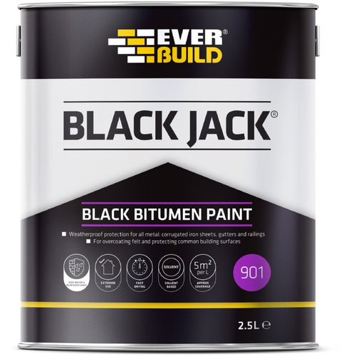 Everbuild Black Jack 901 Black Bitumen Paint - 2.5l