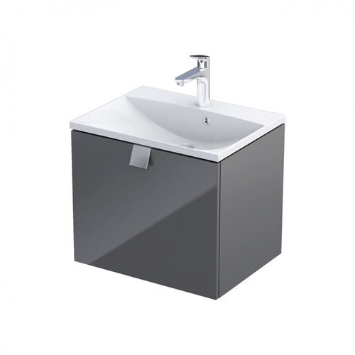 Armavit - 60cm 1 Drawer Vanity Unit - Gloss Graphite - (Exc Basin)