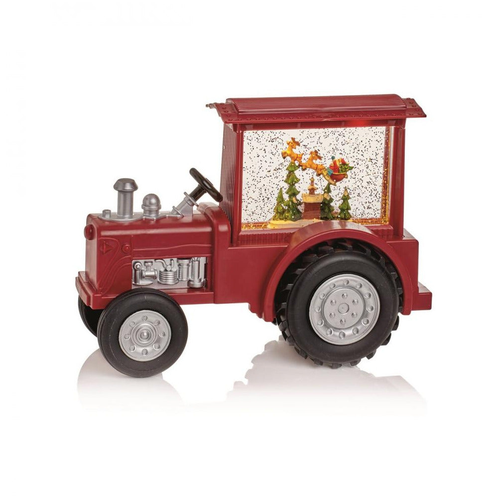 Premier Decorations - LED Water Spinner Musical Red Tractor - 32cm