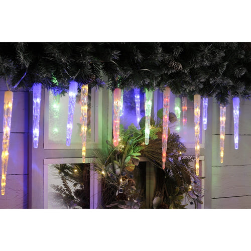 Festive 24 Colour Changing LED Icicle Lights - Multi to White