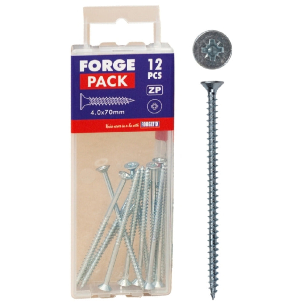 ForgePack Multi Purpose Screw Zinc Plated 4.0x70mm (Pack12)
