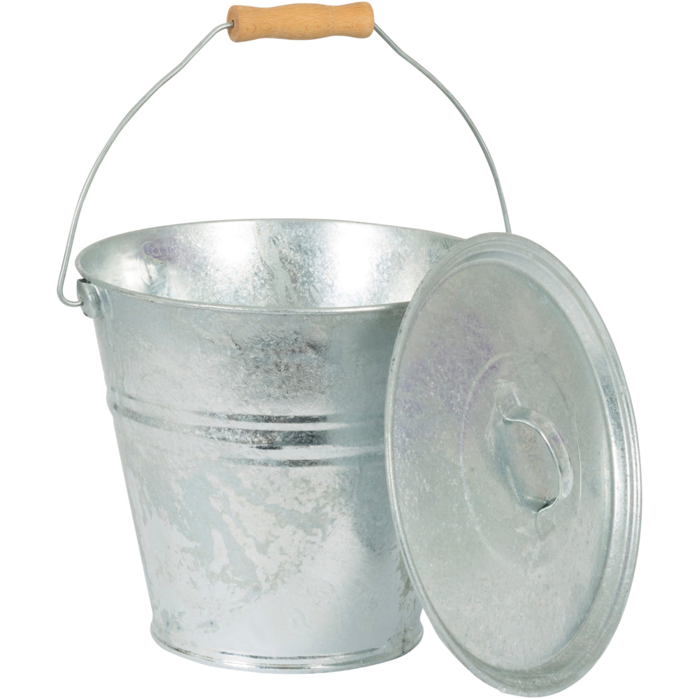 Galvanised Ash Bucket & Lid - 28cm