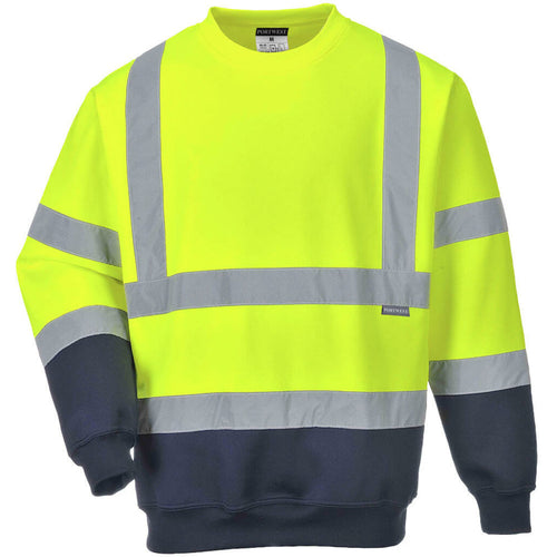 Portwest  - Two Tone Hi-Vis Sweatshirt - Yellow/Navy