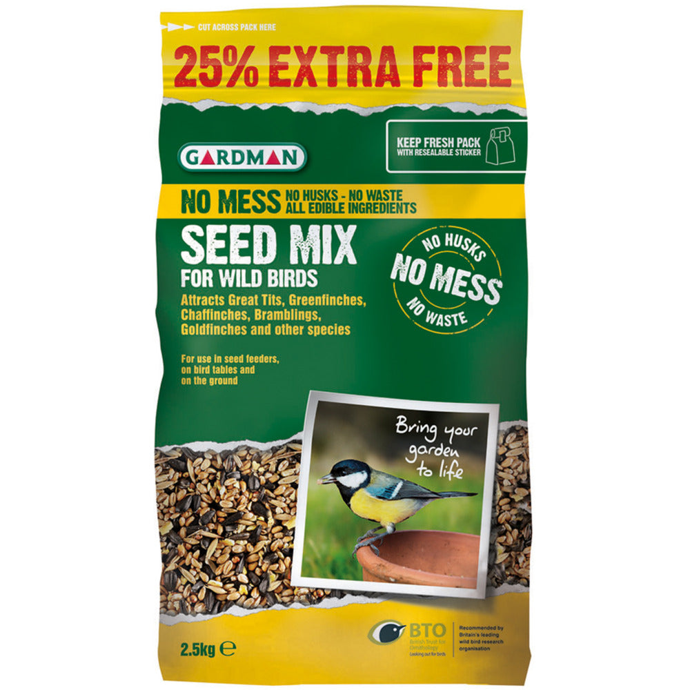 Gardman No Mess Seed Mix 2kg + 25% Extra Free