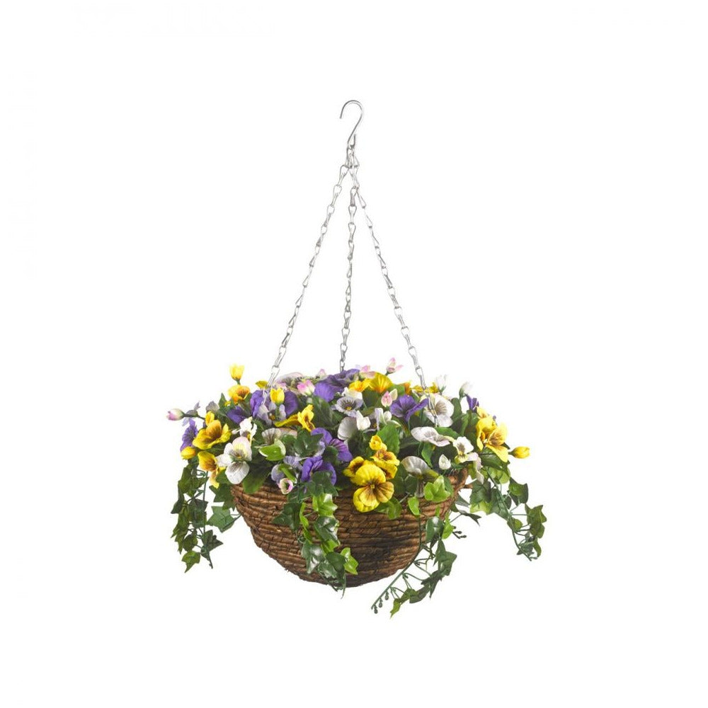 Faux Décor - Pansy Hanging Easy Basket - 30cm