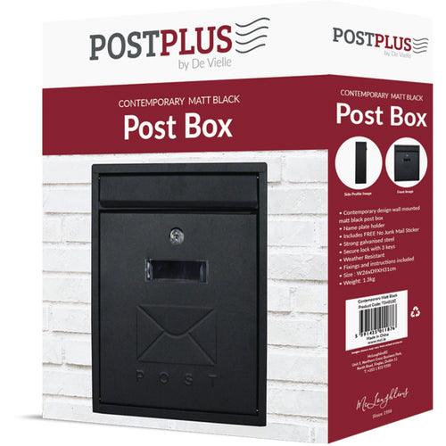 Contemporary Matt Black Post Box