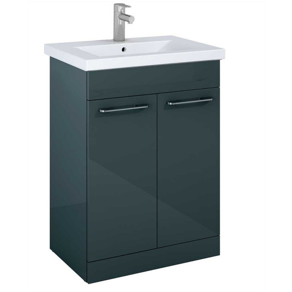 Otto Plus Floor Standing 2 Door Vanity Unit - D39cm Gloss Grey - 500mm