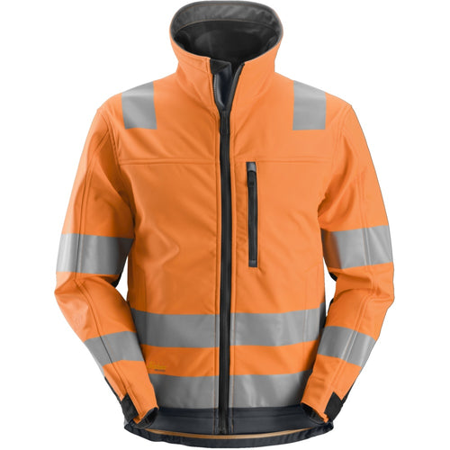 Snickers - AllroundWork, High-Vis Softshell Jacket Class 3 - High vis orange\\Steel grey