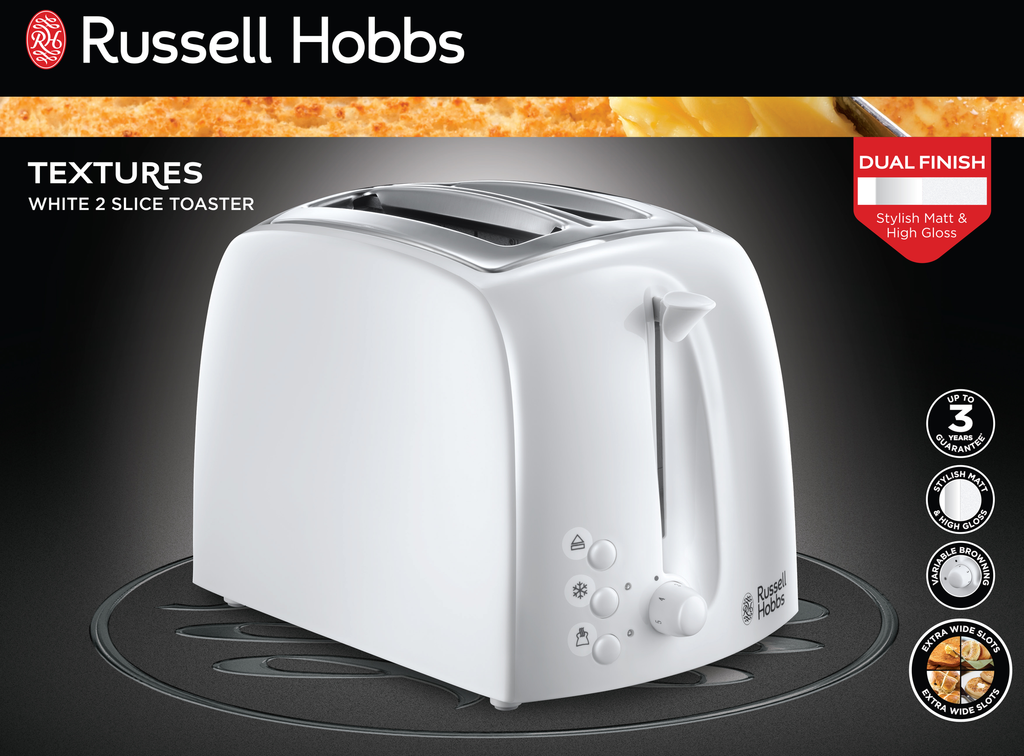 TEXTURES 2 SLICE TOASTER WHITE