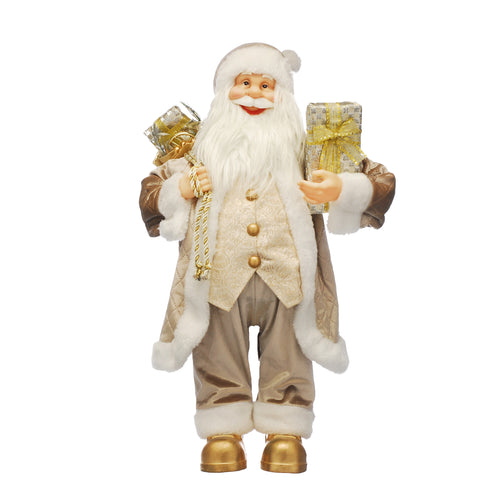 Standing Cream & Gold Santa - 90cm