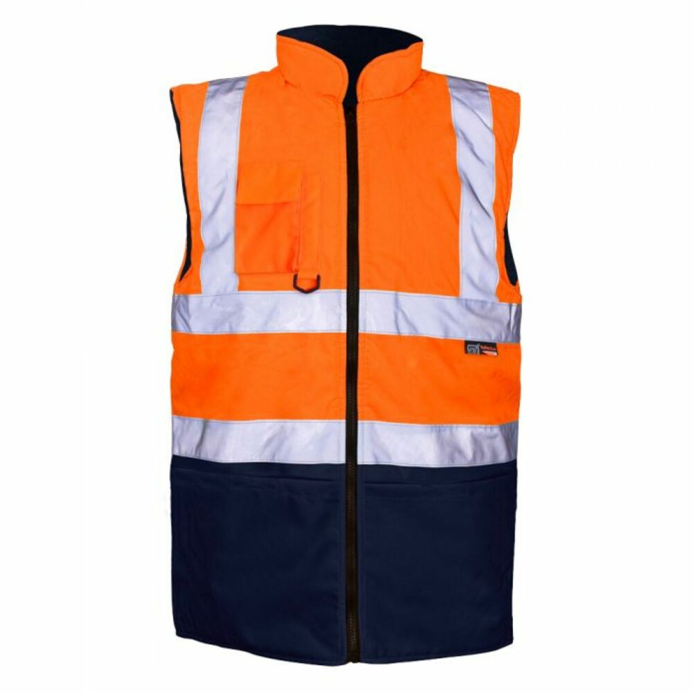 Hi-Vis Reflective 2-Tone Bodywarmer Orange/Navy - M