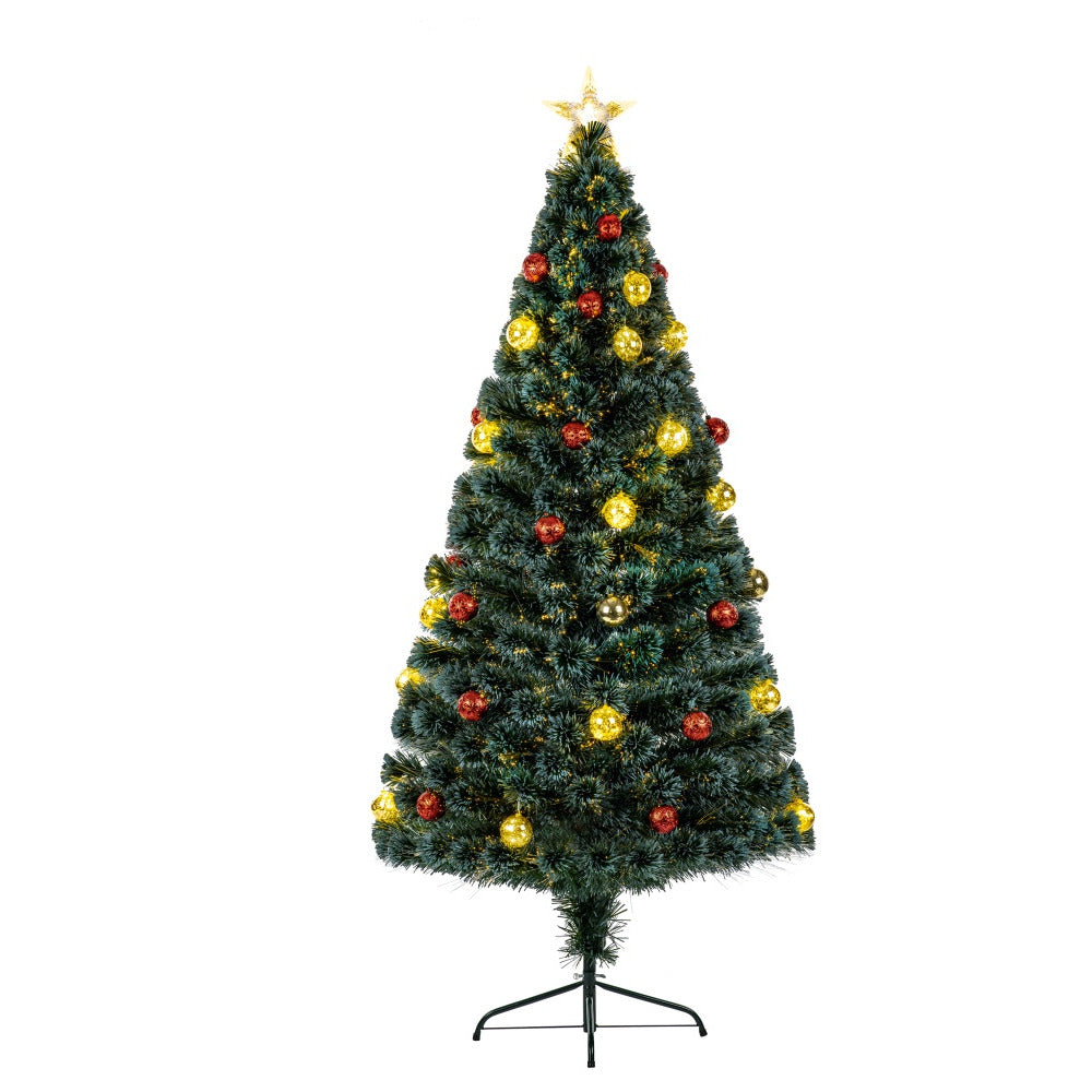 The Tree Company Fibre Optic Green ChristmasTree With Pin Wire LED Baubles - 1.8m
