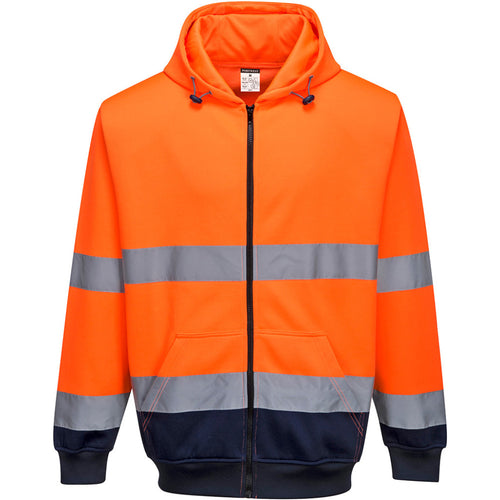 Portwest  - Two-Tone Zip Front Hoodie - Orange/Navy