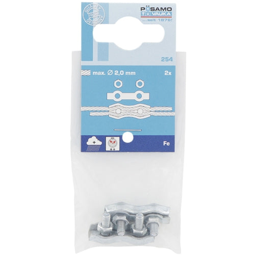 Posamo Duplex Wire Rope Clip 3mm Zinc Plated Pack2