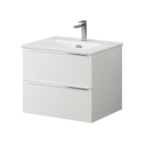 2 Drawer Wall Hung Unit Matt White - 60cm - (Exc Basin)