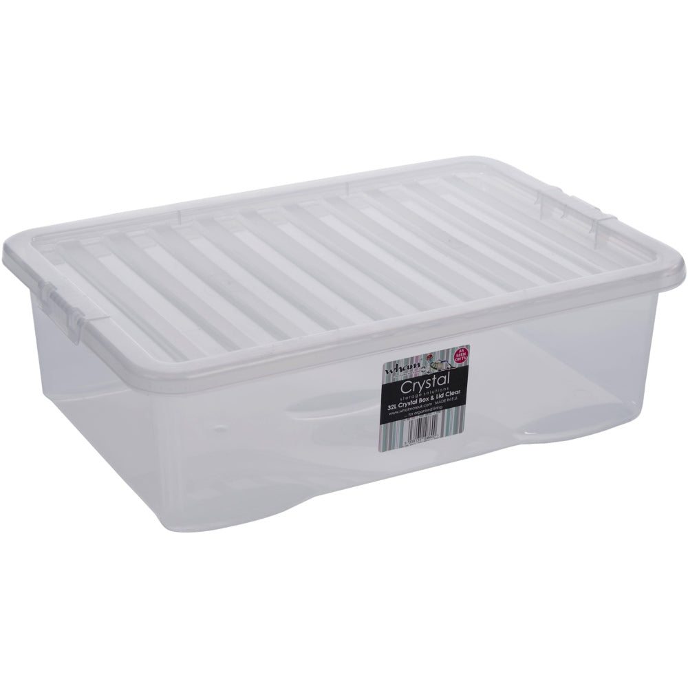 Crystal Underbed Storage Box & Lid Clear - 32ltr