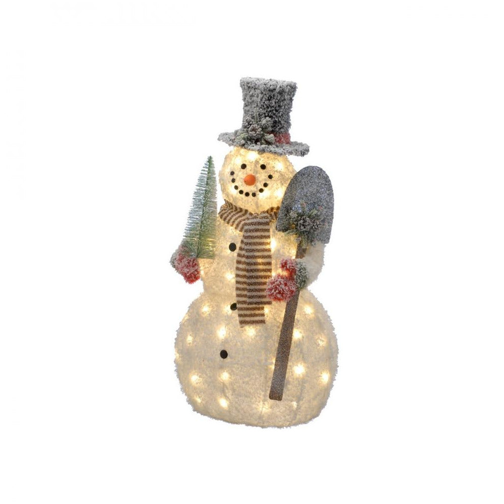 Festive - LED Lit Tinsel Snowman with Shovel - 120cm