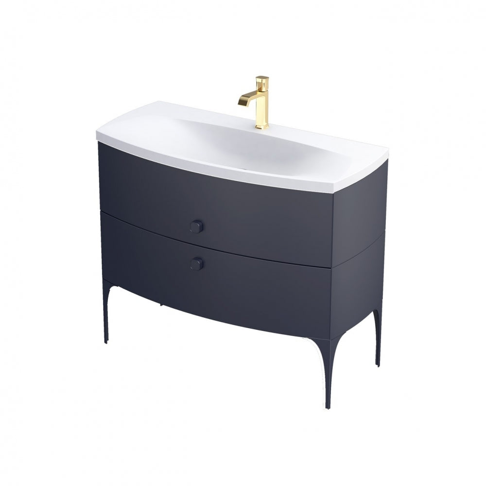 Armavit - 102cm 2 Drawer Vanity Unit - Matt Blue - (Exc Basin)