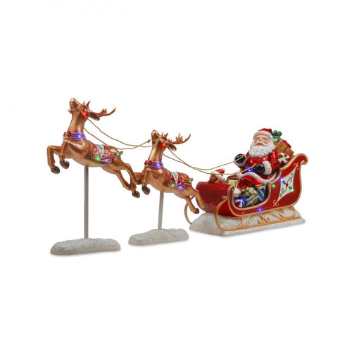 National Tree Company - LED Santa's Sleigh & Reindeer - 30in - Multi-Coloured