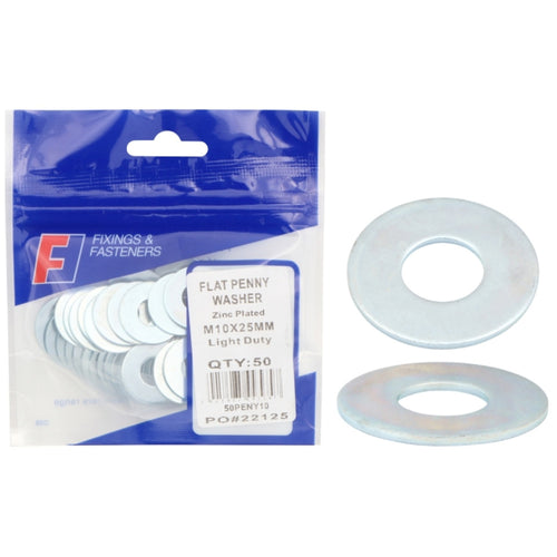 ForgeFix Prepack Penny Washer Zinc Plated M12x25mm (Bag10)