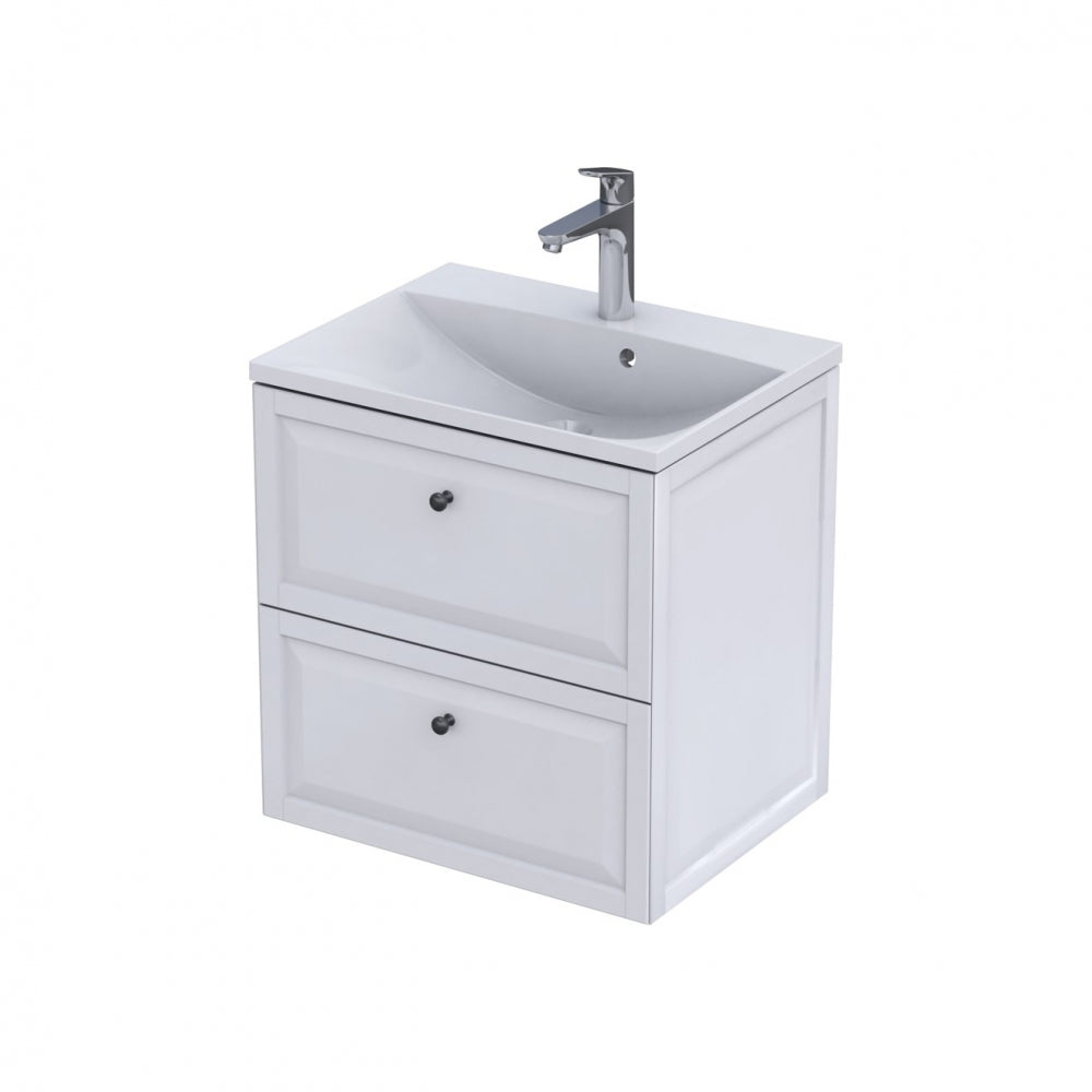 Armavit - 60cm 2 Drawer Vanity Unit - Matt White - (Exc Basin)