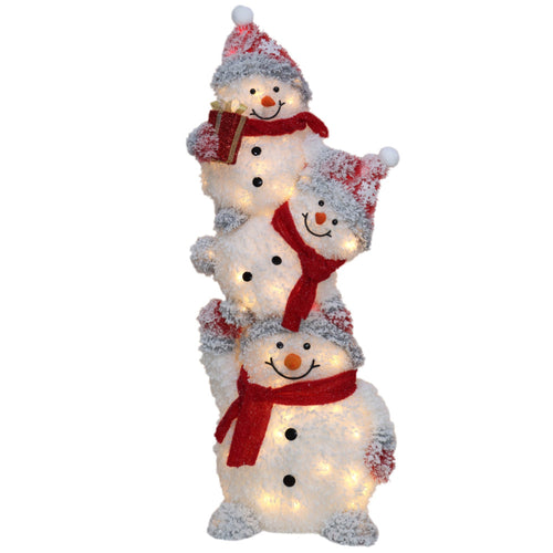 LED Lit Snowmen Tower - 105cm