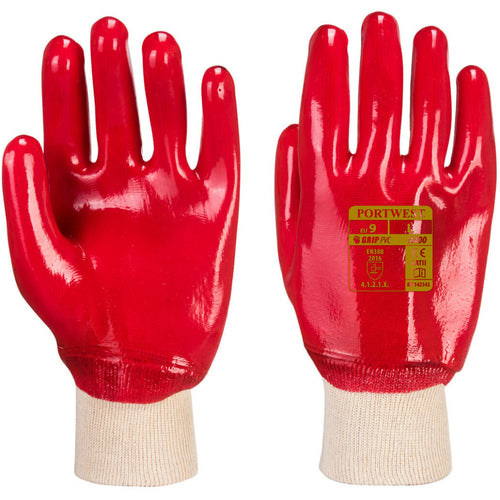 Portwest - A400 PVC Knitwrist Glove - Red