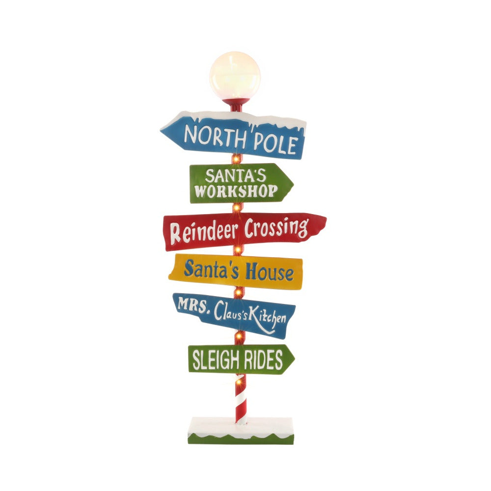 Jingles LED North Pole Christmas Sign Post - 110cm