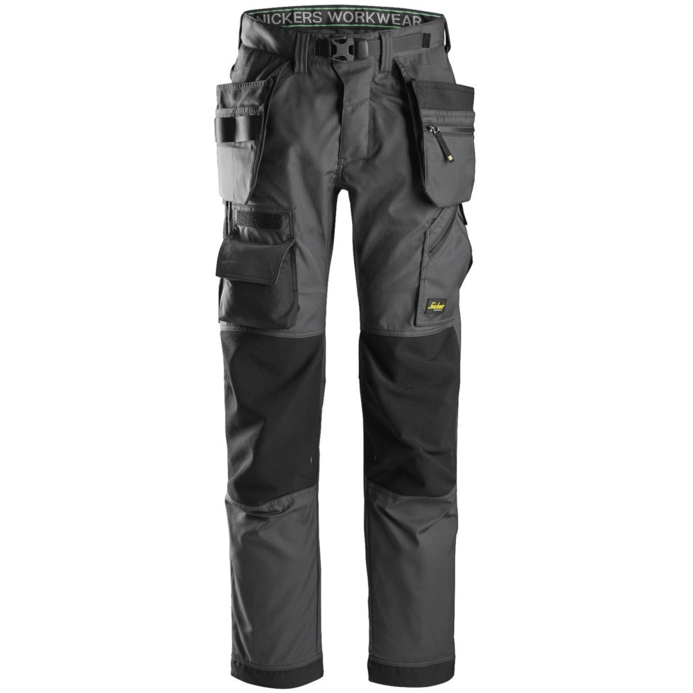 Snickers - FlexiWork, Floorlayer Trousers+ Holster Pockets - Steel grey\\Black