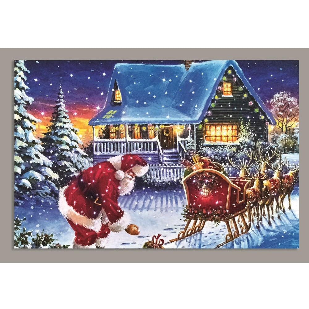 Premier Decorations - Snowing Santa with Reindeer & Sleigh Canvas 60x40cm