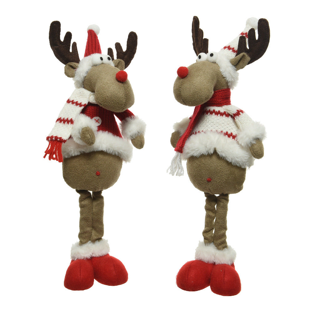 Plush Standing Deer with Hat & Scarf 2 Assorted - 43cm