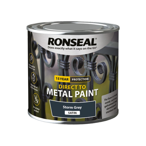 Ronseal Direct to Metal Paint Storm Grey Satin 250ml