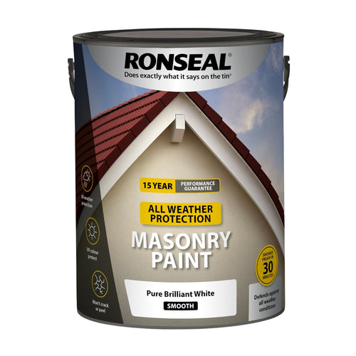 Ronseal All Weather Masonry Paint Pure Brilliant White 5L