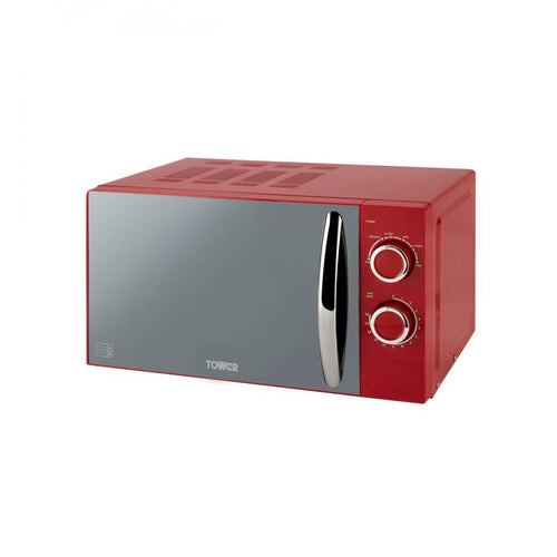 Tower - Microwave with Mirror Door Red 800w - 20ltr