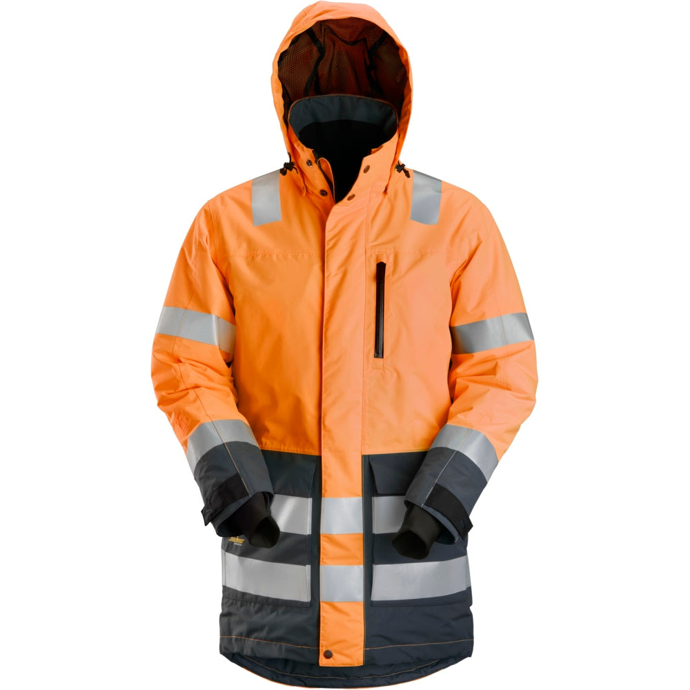Snickers - AllroundWork, High-Vis Waterproof Parka Class 3 - High vis orange\\Steel grey