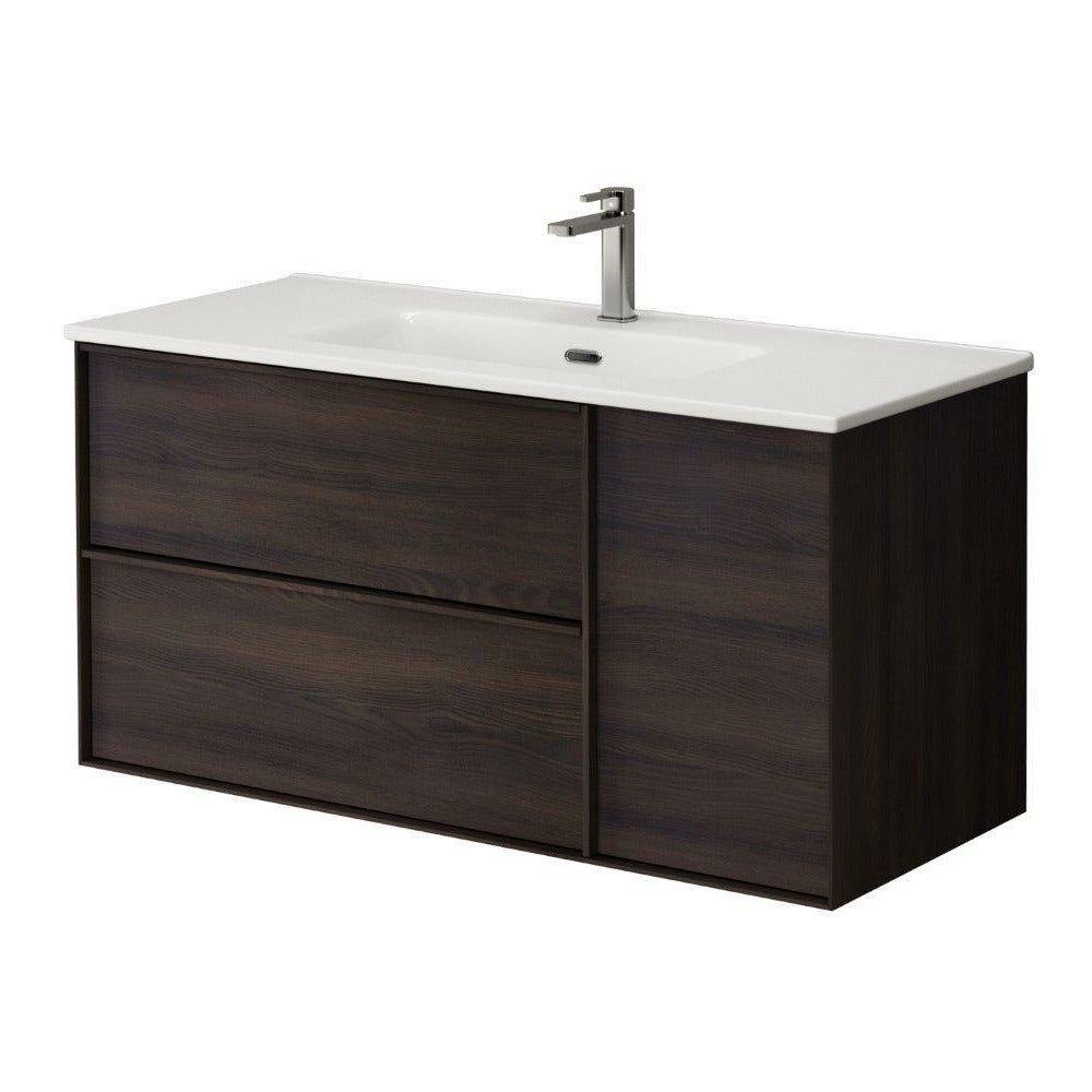 2 Drawer/1 Door Wall Hung Unit Wenge - 100cm - (Exc Basin)