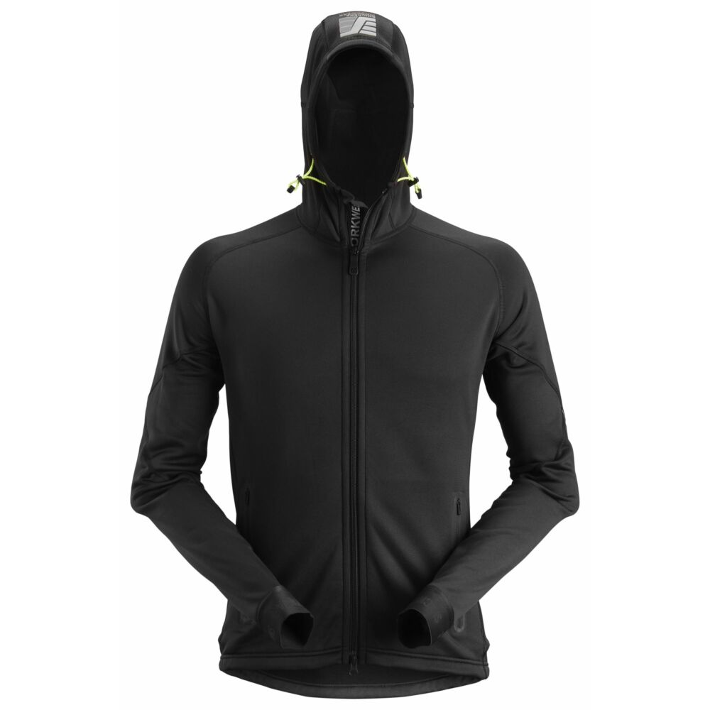 Snickers - FlexiWork, Polartec® Power Stretch® 2.0 Full Zip Fleece Hoodie - Black
