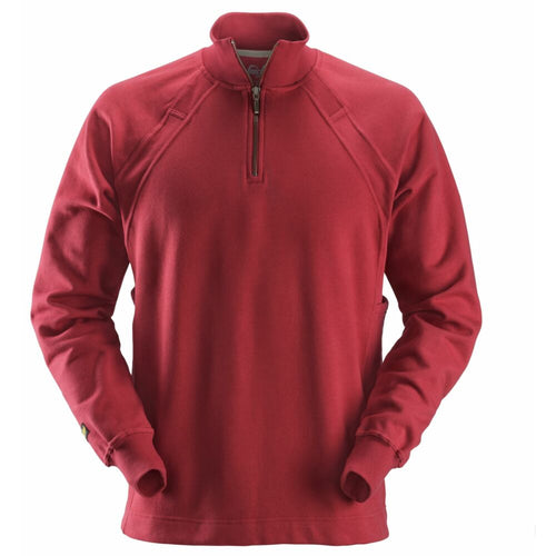 Snickers - ½ Zip sweatshirt with MultiPockets  - Chili red