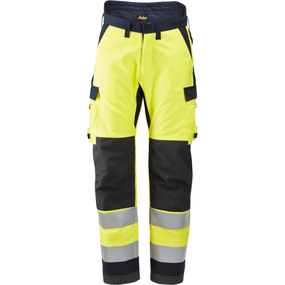Snickers - ProtecWork, Insulated Trousers, High-Vis Class 2 - High Visibility Yellow - Navy